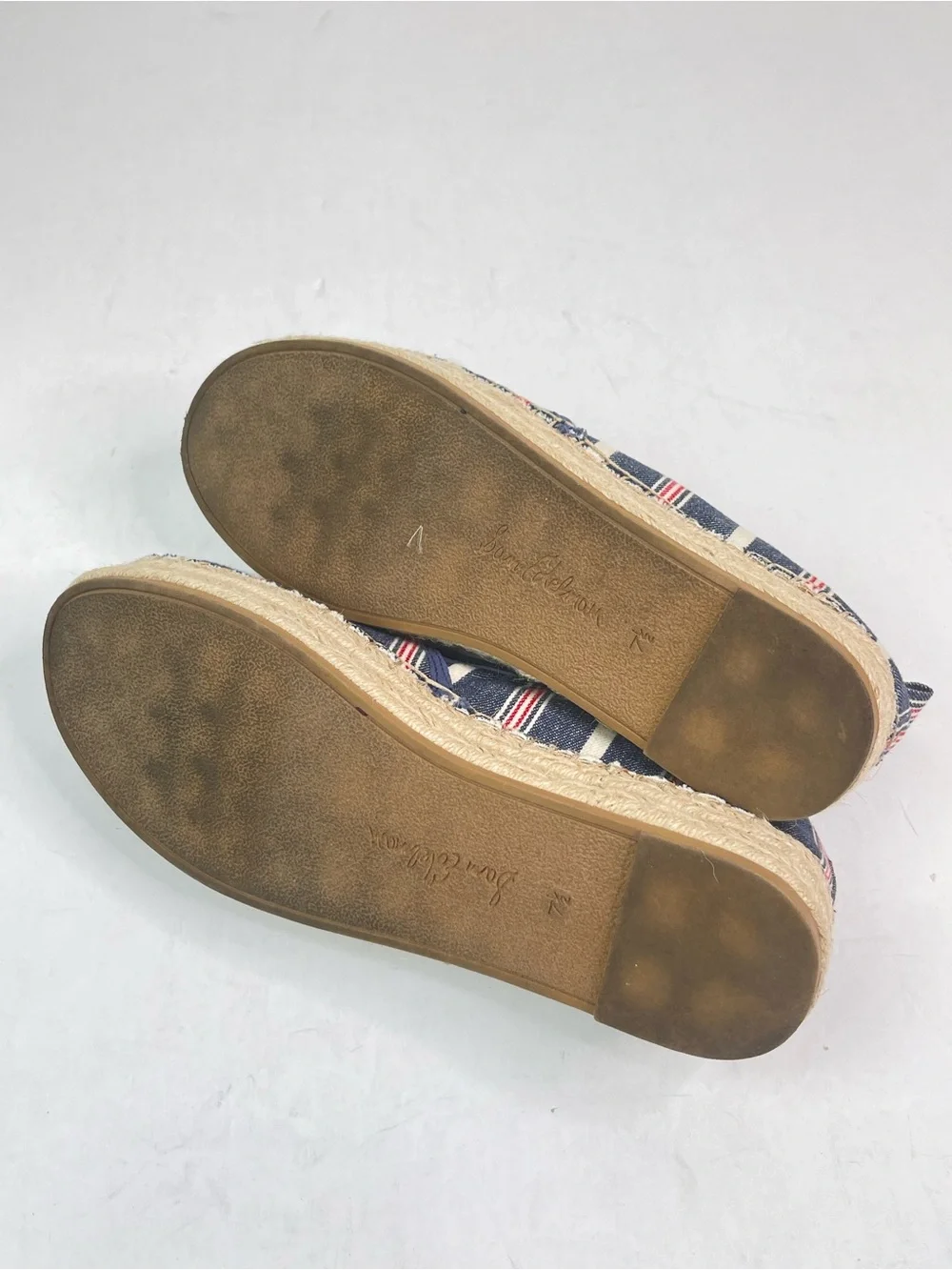Sam Edelman Carrin Espadrille Platform Shoes Denim Striped Women 7.5 Slip On